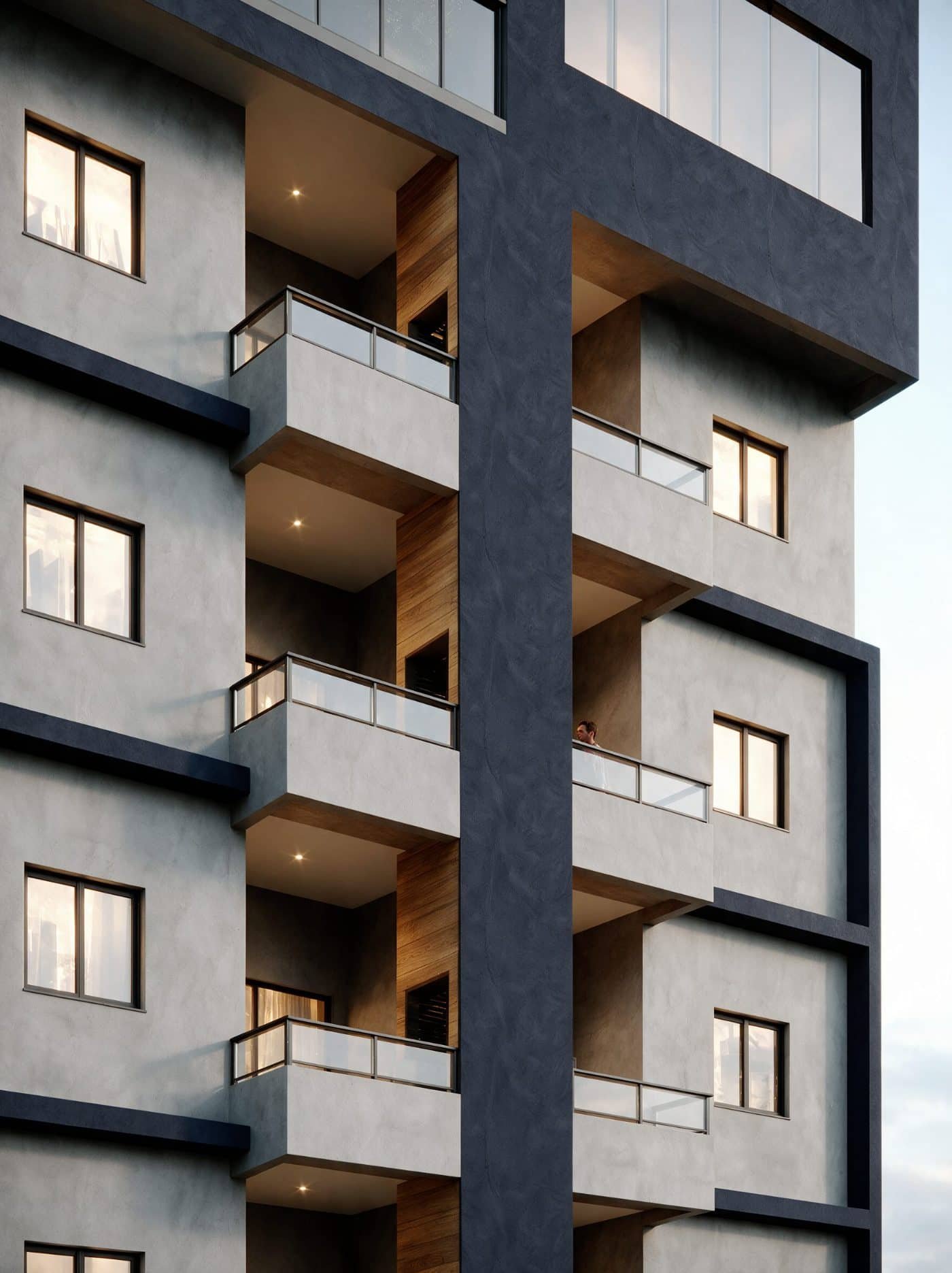 Detalhe das varandas do Nexo One Residence